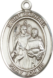 [7092SS] Sterling Silver Saint Raphael the Archangel Medal