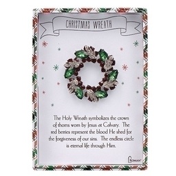 [RO-66533] 2"H Christmas Wreath Story Pin - Christmas