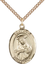 [7095GF/24GF] 14kt Gold Filled Saint Rose of Lima Pendant on a 24 inch Gold Filled Heavy Curb chain