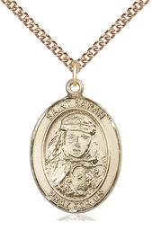 [7097GF/24GF] 14kt Gold Filled Saint Sarah Pendant on a 24 inch Gold Filled Heavy Curb chain