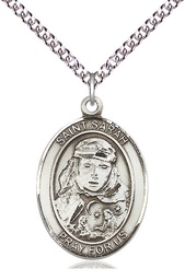 [7097SS/24SS] Sterling Silver Saint Sarah Pendant on a 24 inch Sterling Silver Heavy Curb chain