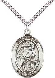 [7097SS/24SS] Sterling Silver Saint Sarah Pendant on a 24 inch Sterling Silver Heavy Curb chain
