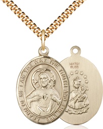 [7098GF/24G] 14kt Gold Filled Scapular Pendant on a 24 inch Gold Plate Heavy Curb chain