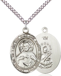[7098SS/24SS] Sterling Silver Scapular Pendant on a 24 inch Sterling Silver Heavy Curb chain