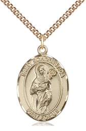 [7099GF/24GF] 14kt Gold Filled Saint Scholastica Pendant on a 24 inch Gold Filled Heavy Curb chain