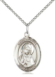 [8079SS/18SS] Sterling Silver Saint Monica Pendant on a 18 inch Sterling Silver Light Curb chain
