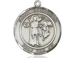 [7100RDSS] Sterling Silver Saint Sebastian Medal