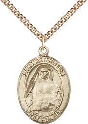 [7103GF/24GF] 14kt Gold Filled Saint Edith Stein Pendant on a 24 inch Gold Filled Heavy Curb chain