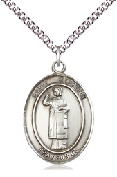 [7104SS/24SS] Sterling Silver Saint Stephen the Martyr Pendant on a 24 inch Sterling Silver Heavy Curb chain