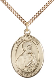 [7107GF/24GF] 14kt Gold Filled Saint Thomas the Apostle Pendant on a 24 inch Gold Filled Heavy Curb chain
