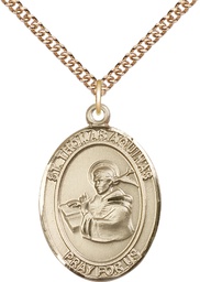 [7108GF/24GF] 14kt Gold Filled Saint Thomas Aquinas Pendant on a 24 inch Gold Filled Heavy Curb chain