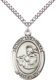 [7108SS/24SS] Sterling Silver Saint Thomas Aquinas Pendant on a 24 inch Sterling Silver Heavy Curb chain