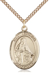 [7110GF/24GF] 14kt Gold Filled Saint Veronica Pendant on a 24 inch Gold Filled Heavy Curb chain