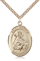 [7114GF/24GF] 14kt Gold Filled Saint William of Rochester Pendant on a 24 inch Gold Filled Heavy Curb chain