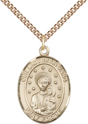 [7115GF/24GF] 14kt Gold Filled Our Lady of la Vang Pendant on a 24 inch Gold Filled Heavy Curb chain