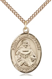 [7117GF/24GF] 14kt Gold Filled Saint Julie Billiart Pendant on a 24 inch Gold Filled Heavy Curb chain