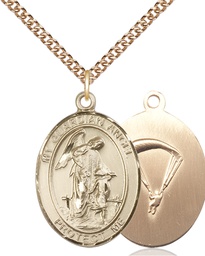 [7118GF7/24GF] 14kt Gold Filled Guardian Angel Paratrooper Pendant on a 24 inch Gold Filled Heavy Curb chain