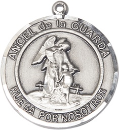 [7118RDSPSS] Sterling Silver Angel de la Guarda Medal