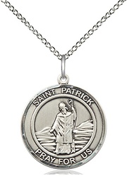 [8084RDSS/18SS] Sterling Silver Saint Patrick Pendant on a 18 inch Sterling Silver Light Curb chain