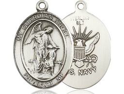 [7118SS6] Sterling Silver Guardian Angel Navy Medal