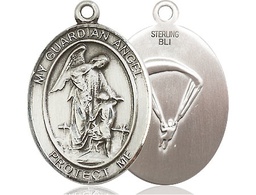 [7118SS7] Sterling Silver Guardian Angel Paratrooper Medal