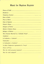 [No.136] Baptismal Register Blanks (Pad Of 50)