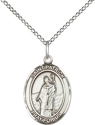 [8084SS/18SS] Sterling Silver Saint Patrick Pendant on a 18 inch Sterling Silver Light Curb chain