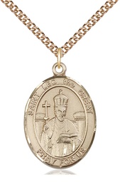 [7120GF/24GF] 14kt Gold Filled Saint Leo the Great Pendant on a 24 inch Gold Filled Heavy Curb chain