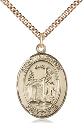 [7121GF/24GF] 14kt Gold Filled Saint Valentine of Rome Pendant on a 24 inch Gold Filled Heavy Curb chain