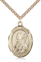 [7123GF/24GF] 14kt Gold Filled Saint Brigid of Ireland Pendant on a 24 inch Gold Filled Heavy Curb chain