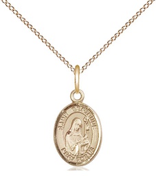 [9219GF/18GF] 14kt Gold Filled Saint Gertrude of Nivelles Pendant on a 18 inch Gold Filled Light Curb chain