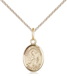 [9221GF/18GF] 14kt Gold Filled Saint Alphonsus Pendant on a 18 inch Gold Filled Light Curb chain