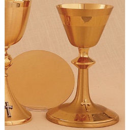 [A-7334G] Chalice w/ Scale Paten, Engraved Design