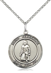 [8088RDSS/18SS] Sterling Silver Saint Peregrine Pendant on a 18 inch Sterling Silver Light Curb chain