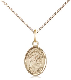 [9225GF/18GF] 14kt Gold Filled Saint Aloysius Gonzaga Pendant on a 18 inch Gold Filled Light Curb chain