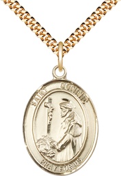[7030GF/24G] 14kt Gold Filled Saint Dominic de Guzman Pendant on a 24 inch Gold Plate Heavy Curb chain