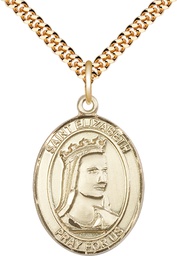 [7033GF/24G] 14kt Gold Filled Saint Elizabeth of Hungary Pendant on a 24 inch Gold Plate Heavy Curb chain