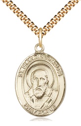 [7035GF/24G] 14kt Gold Filled Saint Francis de Sales Pendant on a 24 inch Gold Plate Heavy Curb chain