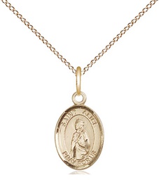 [9248GF/18GF] 14kt Gold Filled Saint Alice Pendant on a 18 inch Gold Filled Light Curb chain