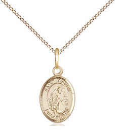 [9254GF/18GF] 14kt Gold Filled Saint Aaron Pendant on a 18 inch Gold Filled Light Curb chain