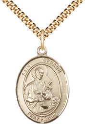 [7042GF/24G] 14kt Gold Filled Saint Gerard Majella Pendant on a 24 inch Gold Plate Heavy Curb chain