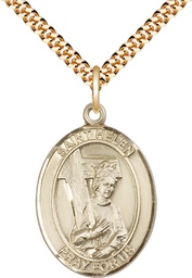 [7043GF/24G] 14kt Gold Filled Saint Helen Pendant on a 24 inch Gold Plate Heavy Curb chain