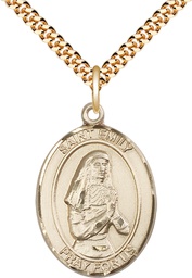 [7047GF/24G] 14kt Gold Filled Saint Emily de Vialar Pendant on a 24 inch Gold Plate Heavy Curb chain