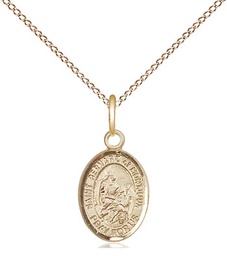 [9264GF/18GF] 14kt Gold Filled Saint Bernard of Montjoux Pendant on a 18 inch Gold Filled Light Curb chain