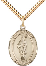 [7048GF/24G] 14kt Gold Filled Saint Gregory the Great Pendant on a 24 inch Gold Plate Heavy Curb chain