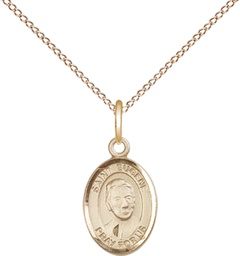 [9266GF/18GF] 14kt Gold Filled Saint Eugene de Mazenod Pendant on a 18 inch Gold Filled Light Curb chain