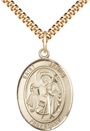[7050GF/24G] 14kt Gold Filled Saint James the Greater Pendant on a 24 inch Gold Plate Heavy Curb chain