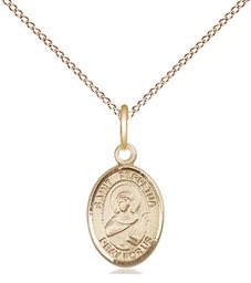 [9272GF/18GF] 14kt Gold Filled Saint Perpetua Pendant on a 18 inch Gold Filled Light Curb chain