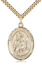 [7054GF/24G] 14kt Gold Filled Saint John the Baptist Pendant on a 24 inch Gold Plate Heavy Curb chain