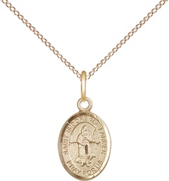 [9276GF/18GF] 14kt Gold Filled Saint Isidore the Farmer Pendant on a 18 inch Gold Filled Light Curb chain